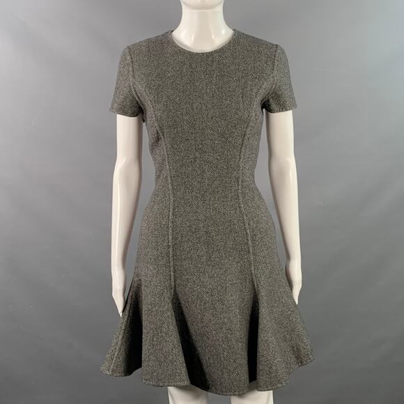 CHRISTIAN DIOR Size 8 Grey Black Textured Tulip Knee Length Dress - Picture 1 of 5